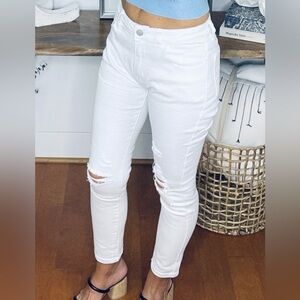 Lot of 2 Pair White Birch White Distressed High-Rise Skinny Jeans SAME FIT M & L